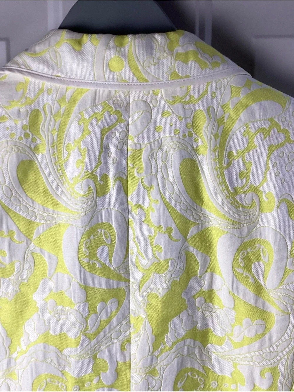 J. Crew Lime Paisley Jacquard Blazer linen blend